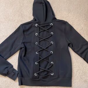 Good American laced back hoodie